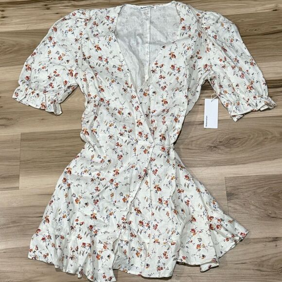 NEW Reformation Carmelo Gabrielle Linen Wrap Dress Women’s XL - Picture 4 of 6